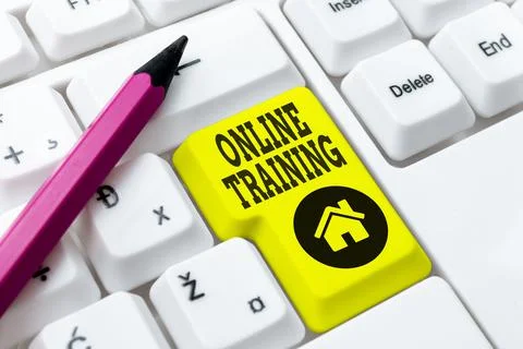 Conceptual caption Online Training. Internet Concept Computer based training Stock Photos