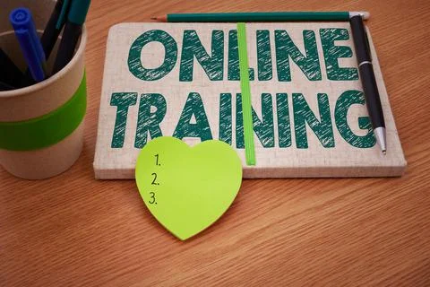 Conceptual caption Online Training. Word for Take the education program from the 스톡 사진