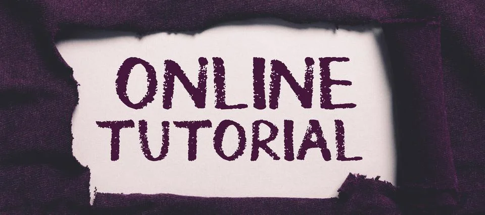 Conceptual caption Online Tutorial. Word Written on process of tutoring in an Foto stock