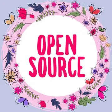 Conceptual caption Open Source. Business approach contains the source code that Illustrazione stock
