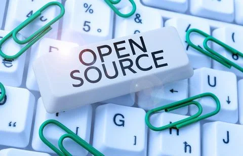 Conceptual caption Open Source. Business idea denoting software which original Stockfoto's