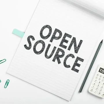 Conceptual caption Open Source. Business idea denoting software which original 写真素材