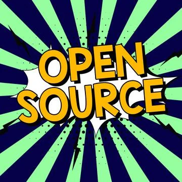 Conceptual caption Open Source. Conceptual photo contains the source code that Illustrazione stock