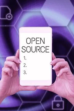 Conceptual caption Open Source. Conceptual photo contains the source code that Stockfoto's