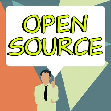 Conceptual caption Open Source. Internet Concept denoting software which Illustrazione stock