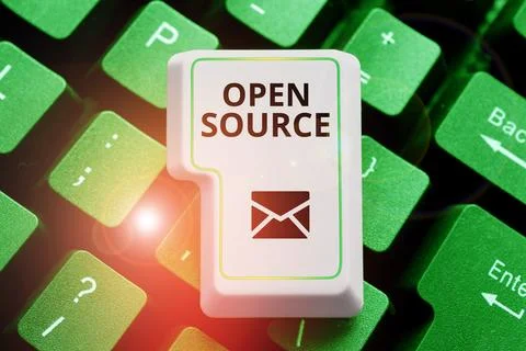 Conceptual caption Open Source. Internet Concept denoting software which 写真素材