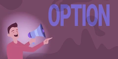 Conceptual caption Option. Internet Concept the opportunity or ability to choose Ilustração Stock