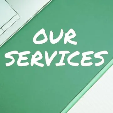 Conceptual caption Our Services. Internet Concept The occupation or function of Stock Photos
