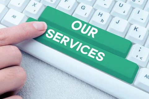 Conceptual caption Our Services. Internet Concept The occupation or function of 库存照片