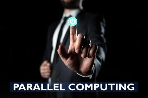 Conceptual caption Parallel Computing. Concept meaning simultaneous calculation Stock-Fotos