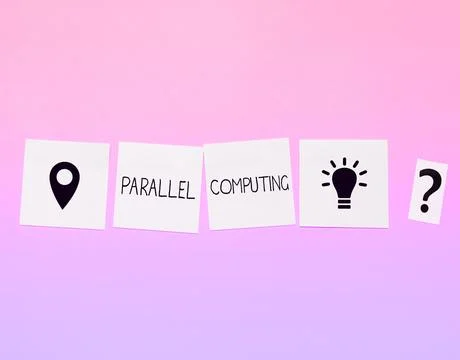 Conceptual caption Parallel Computing. Internet Concept simultaneous calculation Fotos Stock