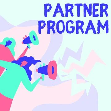 Conceptual caption Partner Program. Concept meaning business strategy vendors Stock-Illustration