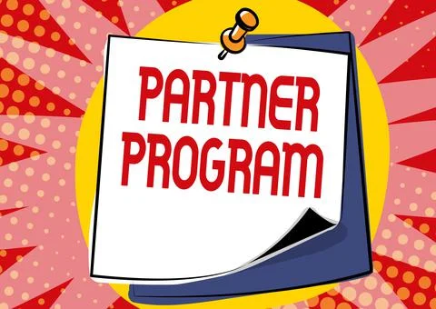 Conceptual caption Partner Program. Word Written on business strategy vendors Ilustración de archivo
