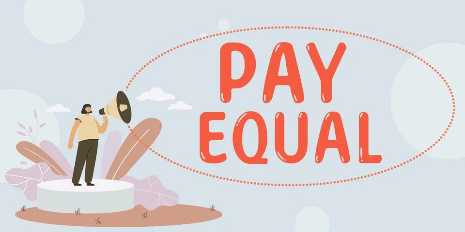 Conceptual caption Pay Equal. Internet Concept Principle of non-discrimination Stock Illustration