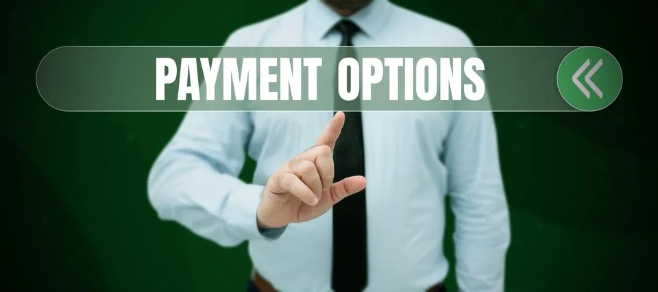 Conceptual caption Payment Options. Concept meaning ways that a customers can Stock Photos