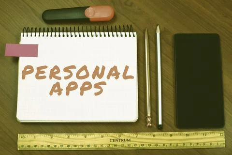 Conceptual caption Personal Apps. Business concept Organizer Online Calendar Stock Photos