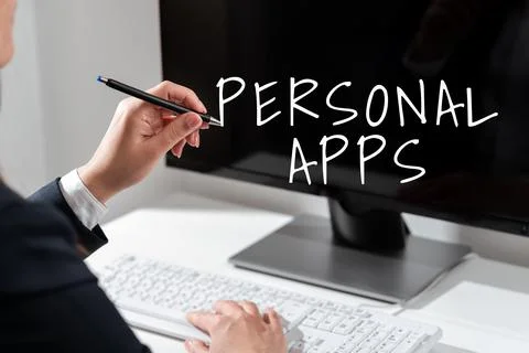 Conceptual caption Personal Apps. Word for Organizer Online Calendar Private Stock Photos
