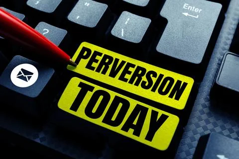 Conceptual caption Perversion. Business overview describes one whose actions are Stock Photos