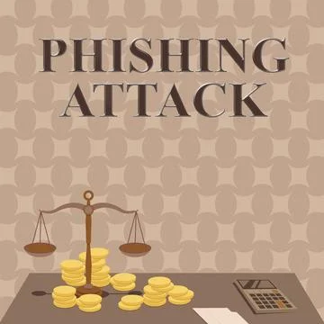 Conceptual caption Phishing Attack. Business showcase attempt to gain sensitive Illustration