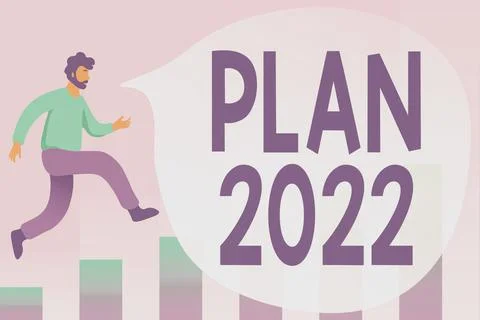 Conceptual caption Plan 2022. Business approach detailed proposal doing Illustrazione stock