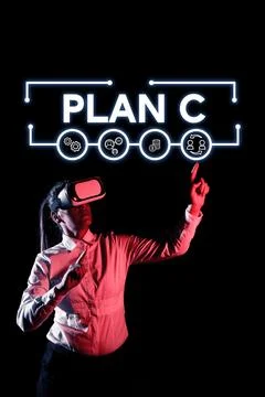 Conceptual caption Plan C. Business idea ones last Backup strategy detailed Stock Photos