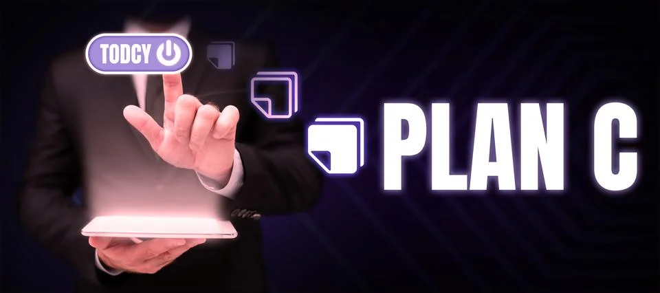 Conceptual caption Plan C. Internet Concept ones last Backup strategy detailed Foto stock