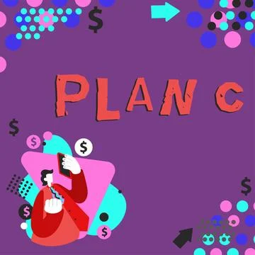 Conceptual caption Plan C. Word for ones last Backup strategy detailed proposal Stock Illustration