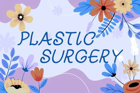 Conceptual caption Plastic Surgery. Word for Process of reconstructing or Stock Illustration