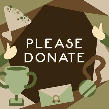Conceptual caption Please Donate. Internet Concept Supply Furnish Hand out Stock Illustration