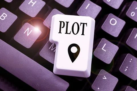 Conceptual caption Plot. Business idea sequence of events inside a story where Foto stock