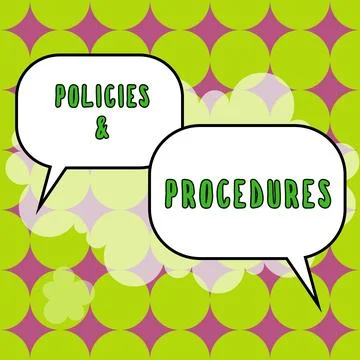 Conceptual caption Policies Procedures. Internet Concept list of rules defines Stock Illustration