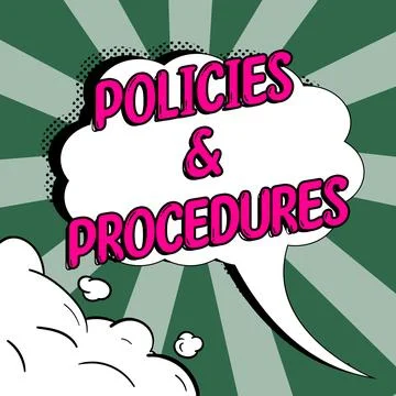 Conceptual caption Policies Procedures. Internet Concept list of rules defines Stock Illustration