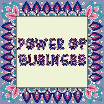 Conceptual caption Power Of BusinessThe ability to influence peers for attaining Ilustração Stock