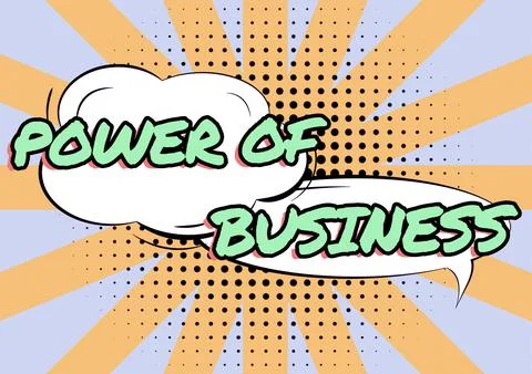 Conceptual caption Power Of BusinessThe ability to influence peers for attaining Ilustração Stock
