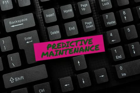 Conceptual caption Predictive Maintenance. Word for Predict when Equipment 写真素材