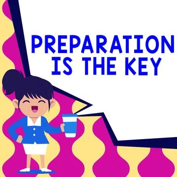 Conceptual caption Preparation Is The Key. Internet Concept action of making Stock Illustration