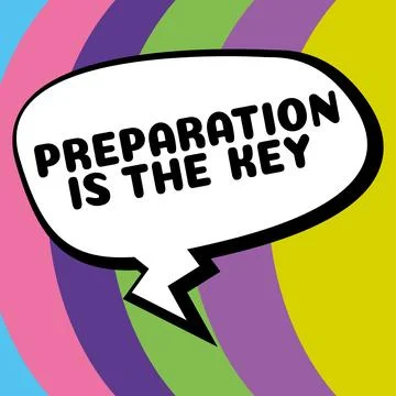 Conceptual caption Preparation Is The Key. Internet Concept action of making Stock Illustration