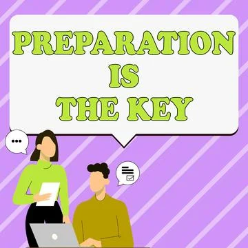 Conceptual caption Preparation Is The Key. Internet Concept action of making Illustrazione stock