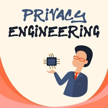 Conceptual caption Privacy Engineering. Word Written on engineered systems Stock Illustration