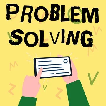 Conceptual caption Problem Solving. Word for having a good capability of finding Illustrazione stock