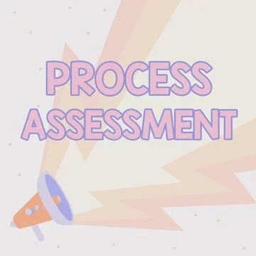 Conceptual caption Process Assessment. Concept meaning disciplined examination Stockillustratie