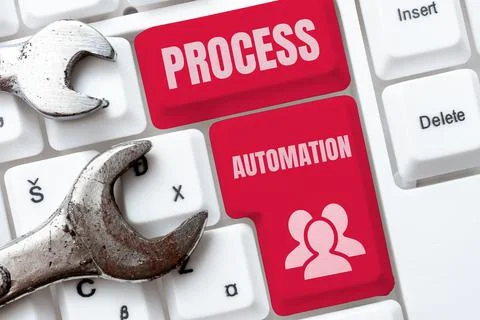 Conceptual caption Process Automation. Business overview the use of technology Foto stock