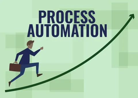 Conceptual caption Process Automation. Internet Concept Transformation Illustrazione stock