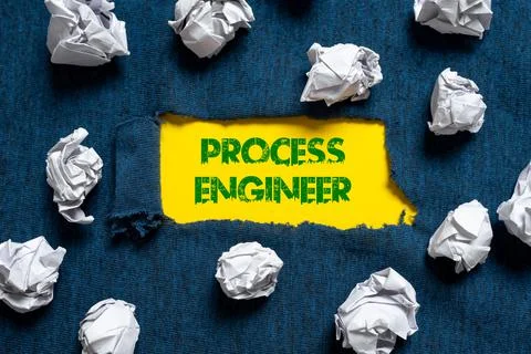 Conceptual caption Process Engineer. Word for responsible for developing new Stock Photos