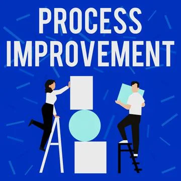 Conceptual caption Process Improvement. Word Written on Optimization Meet New Illustrazione stock