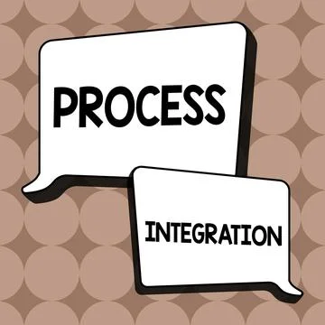Conceptual caption Process Integration. Concept meaning Connectivity of Systems Stock Illustration