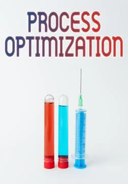 Conceptual caption Process Optimization. Word for improves the processes and Fotos de archivo