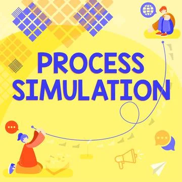 Conceptual caption Process SimulationTechnical Representation Fabricated Study Stock Illustration