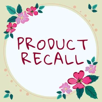 Conceptual caption Product Recall. Concept meaning request to return the Stock Illustration