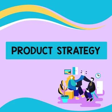 Conceptual caption Product Strategy. Internet Concept long term plan development Illustrazione stock